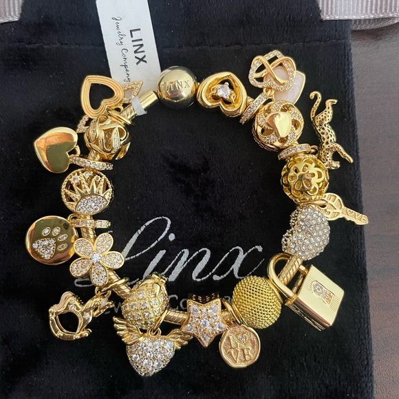 Linx Yellow Gold Snake Chain Bracelet with Gold Charms - Picture 9 of 11